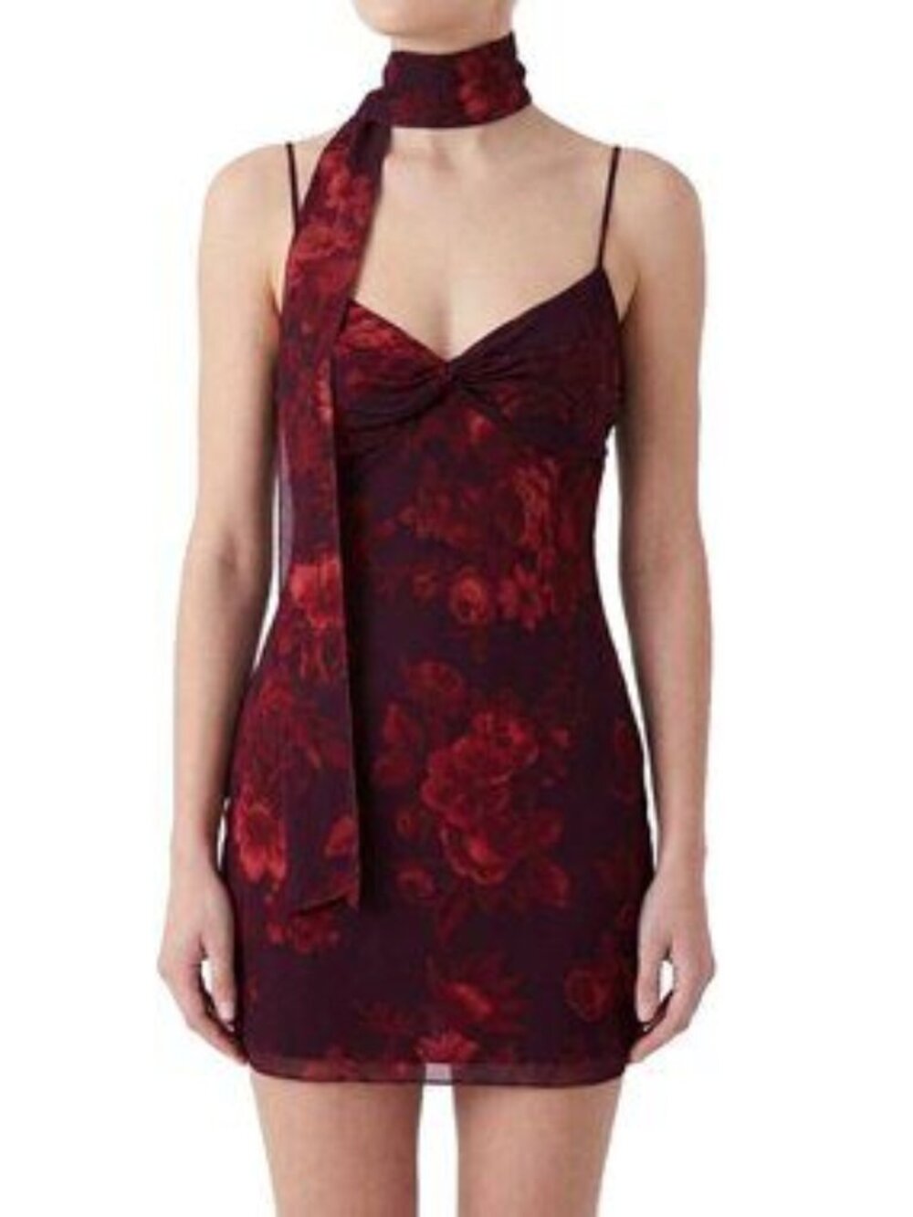 Reformation NWT Burgundy Red Floral Slip Mini Dress